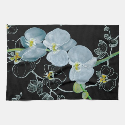 Waterverf White Orchids Pattern Theedoek (Horizontaal)