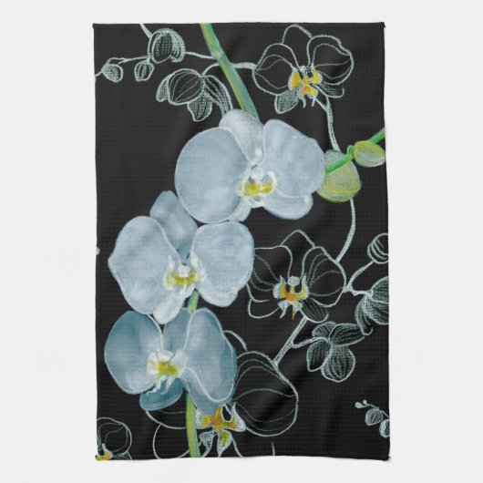 Waterverf White Orchids Pattern Theedoek (Verticaal)
