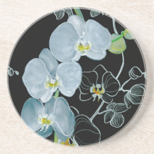 Waterverf White Orchids Pattern Zandsteen Onderzetter