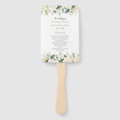 Waterverf White Peonies and Rozen Lijst Wedding Handwaaier (Voorkant)