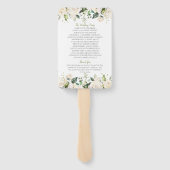 Waterverf White Peonies and Rozen Lijst Wedding Handwaaier (Achterkant)