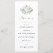 Waterverf White Pumpkin en Greenery Fall Wedding Menu (Voorkant)