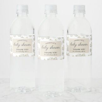Waterverf White Pumpkins Roos Baby shower Waterfles Etiket