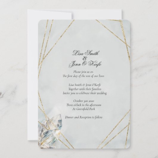 Waterverf White Quartz Modern Wedding Invitation Kaart (Voorkant)