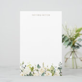 Waterverf White Roses en Hydrangeas Garland Briefpapier (Staand voorkant)