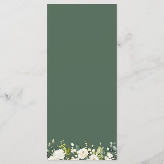 Waterverf White Roses Greenery Wedding Menu (Achterkant)