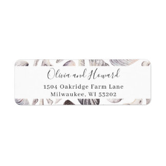 Waterverf White Seashell en Coral Return Address Etiket