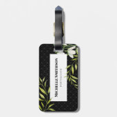 Waterverf White Snowdrups en Laurel Damask Bagagelabel (Achterkant verticaal)