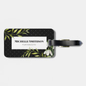 Waterverf White Snowdrups en Laurel Damask Bagagelabel (Achterkant horizontaal)