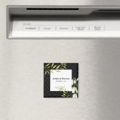 Waterverf White Snowdrups en Laurel Damask Magneet (Insitu (Vaatwasser))