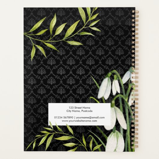 Waterverf White Snowdrups en Laurel Damask Planner (Achterkant)
