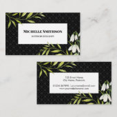Waterverf White Snowdrups en Laurel Damask Visitekaartje (Voorkant / Achterkant)