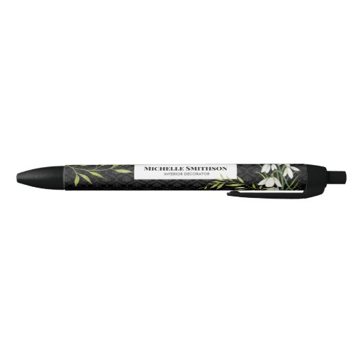 Waterverf White Snowdrups en Laurel Damask Zwarte Inkt Pen (Bodem)