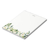 Waterverf White Spring Flowers gepersonaliseerd Notitieblok (Gedraaid)
