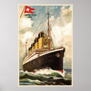 Waterverf White Star line TSS Titanic Poster