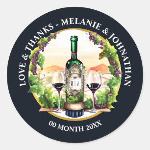 Waterverf wijnfles glas wijngaard wijngaard land ronde sticker