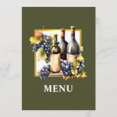 Waterverf wijnflessen land wijngaard menu (Achterkant)