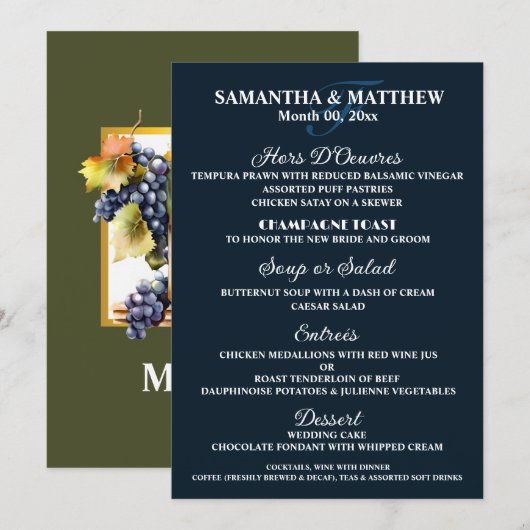 Waterverf wijnflessen land wijngaard menu (Voorkant / Achterkant)