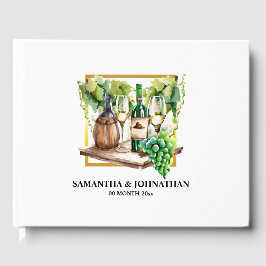 Waterverf wijnflessen wijngaard wijnmakerij groen  gastenboek