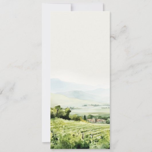 Waterverf Wijngaard Landschap Bruiloft Menu Kaart (Achterkant)