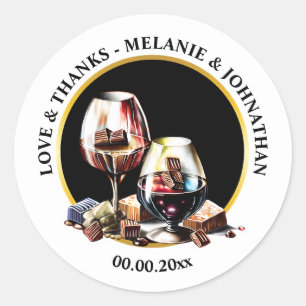 Waterverf wijnproeverij Pairing Chocolade Land Ronde Sticker