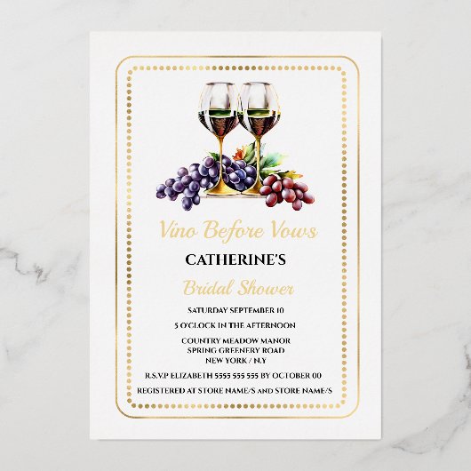 Waterverf wijnproeverij pairing wijnmakerij land folie uitnodiging (Voorkant)