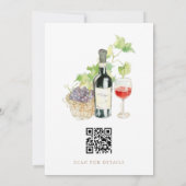 Waterverf wijnproeverij QR Code Trouwdouche Kaart (Achterkant)