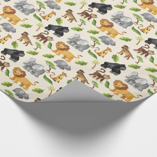 Waterverf Wild Animal Safari Oerwoud Pattern Cadeaupapier (Hoek)