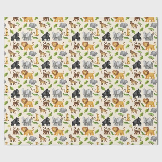 Waterverf Wild Animal Safari Oerwoud Pattern Cadeaupapier (Vlak)