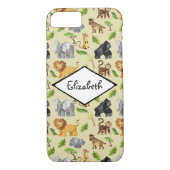 Waterverf Wild Animal Safari Oerwoud Pattern Case-Mate iPhone Case (Achterkant)