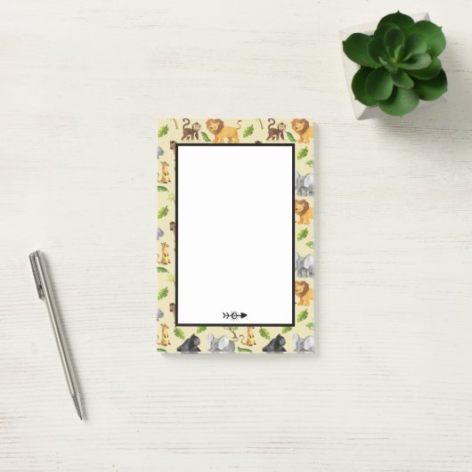 Waterverf Wild Animal Safari Oerwoud Pattern Post-it® Notes (Kantoor)