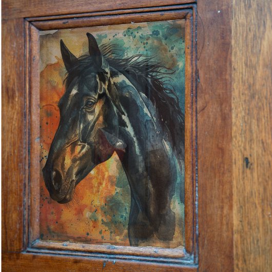 Waterverf Wild Black Horse Decoupage Tissuepapier