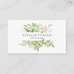 Waterverf Wild Floral Green Foliage Visitekaartje