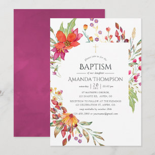 Waterverf Wild Flower Baptism of Christening Kaart