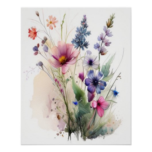 waterverf Wild Flowers Perfect Poster (Voorkant)