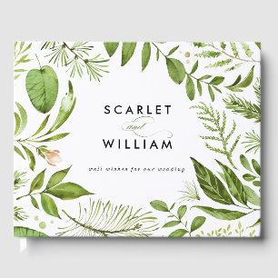 Waterverf Wild Green Foliage Floral Photo Wedding Gastenboek