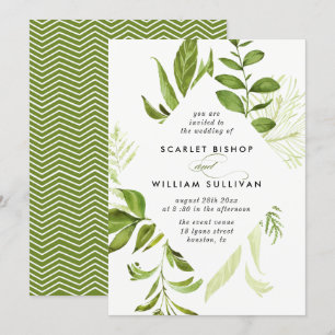 Waterverf Wild Green Foliage Weddenschap Kaart