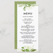 Waterverf Wild Green Foliage Wedding Menu Kaart II (Voorkant / Achterkant)