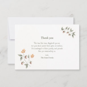Waterverf Wild Hazel Sympathy Thank You Card Bedankkaart