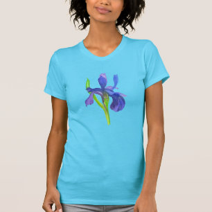 Waterverf Wild Iris Turquoise Blue T-shirt