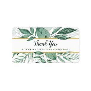 Waterverf Wild Leaves Hunter Green Wedding Etiket
