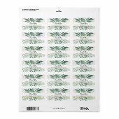 Waterverf Wild Leaves Hunter Green Wedding Etiket (Full Sheet)