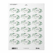 Waterverf Wild Leaves Hunter Green Wedding Etiket (Full Sheet)
