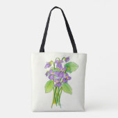 Waterverf Wild Violets Tote Bag (Achterkant)