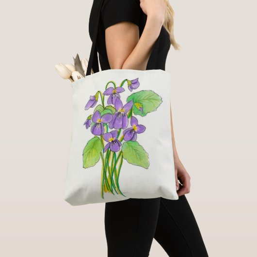 Waterverf Wild Violets Tote Bag (Dichtbij)