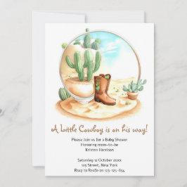 Waterverf Wild West Boy Baby shower Kaart