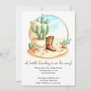 Waterverf Wild West Boy Baby shower Kaart