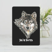Waterverf Wild Wolf Head Design Kaart (Staand voorkant)