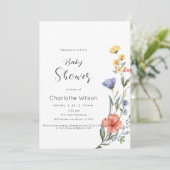 Waterverf Wildbloem Baby shower Kaart (Staand voorkant)