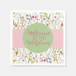 Waterverf Wildbloem Baby shower Servet